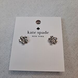Kate Spade New York Flower Cubic Zirconia Clear Studs Silver Tone